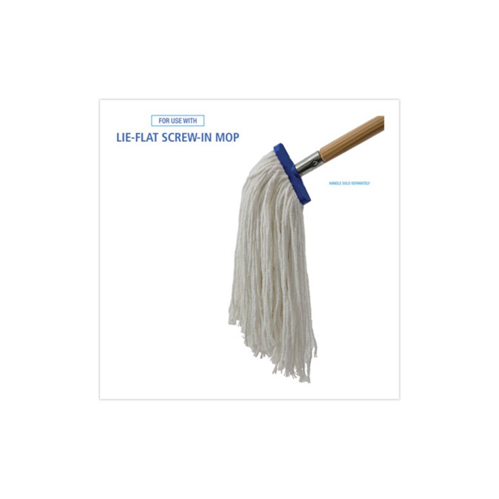 Mop Head, Economical Lie-Flat Head, Rayon Fiber, 32 oz, White, 12/Carton. Picture 3