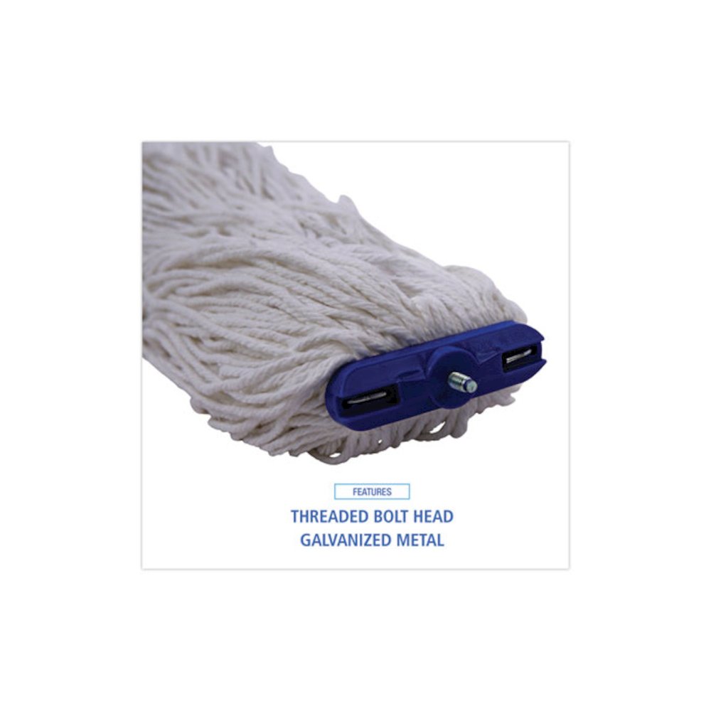 Mop Head, Economical Lie-Flat Head, Rayon Fiber, 32 oz, White, 12/Carton. Picture 6