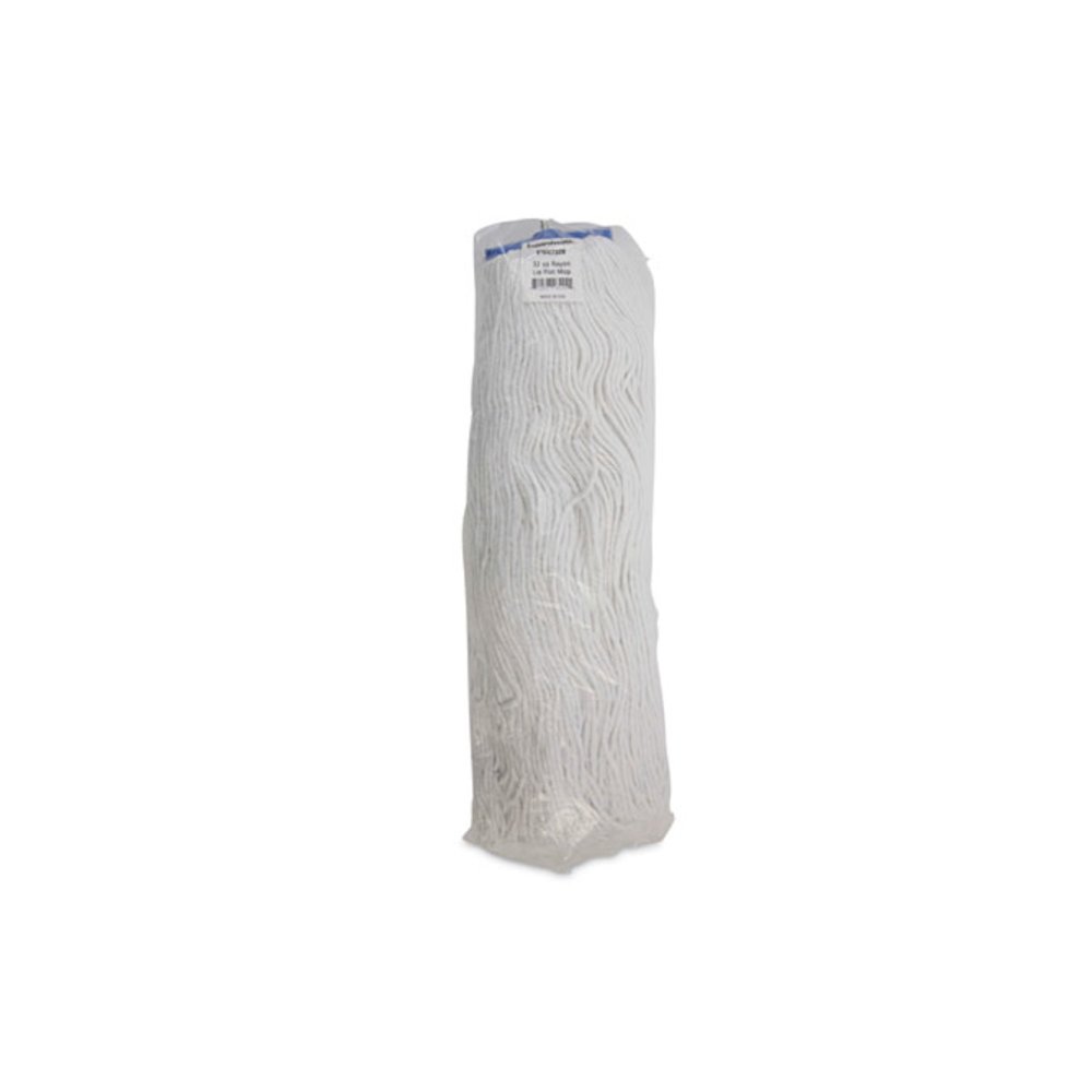 Mop Head, Economical Lie-Flat Head, Rayon Fiber, 32 oz, White, 12/Carton. Picture 7