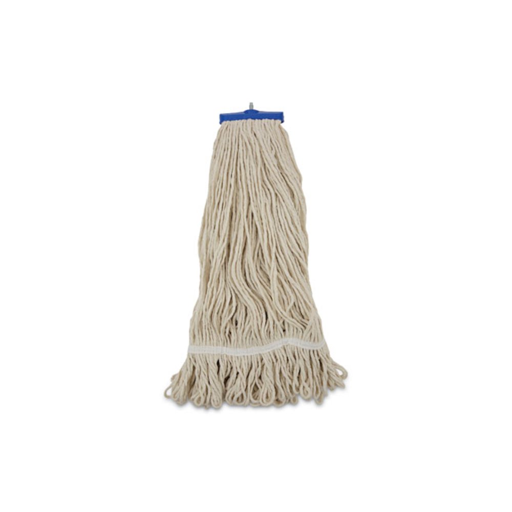 Mop Head, Lie-Flat Head, Cotton Fiber, 24 oz, White, 12/Carton. Picture 1