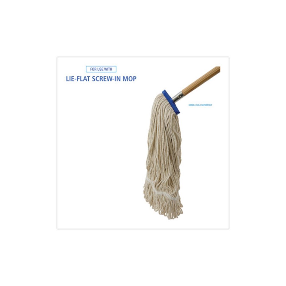 Mop Head, Lie-Flat Head, Cotton Fiber, 24 oz, White, 12/Carton. Picture 3