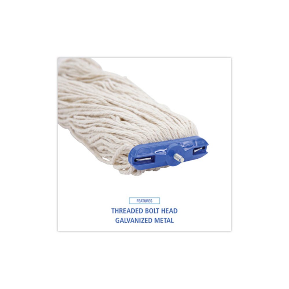 Mop Head, Lie-Flat Head, Cotton Fiber, 24 oz, White, 12/Carton. Picture 5