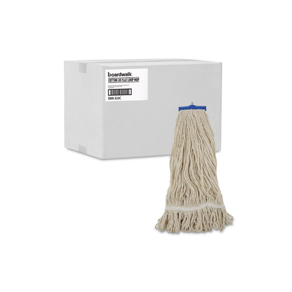 Mop Head, Lie-Flat Head, Cotton Fiber, 24 oz, White, 12/Carton. Picture 9