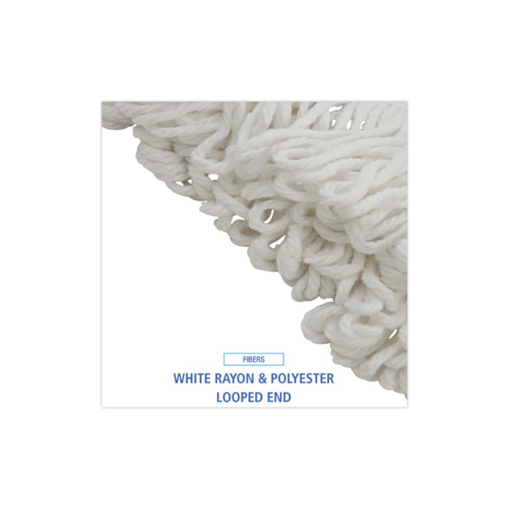 Mop Head, Lie-Flat Head, Rayon Fiber, 24 oz, White, 12/Carton. Picture 4