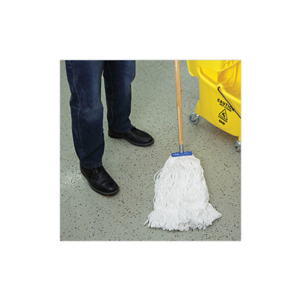 Mop Head, Lie-Flat Head, Rayon Fiber, 24 oz, White, 12/Carton. Picture 5