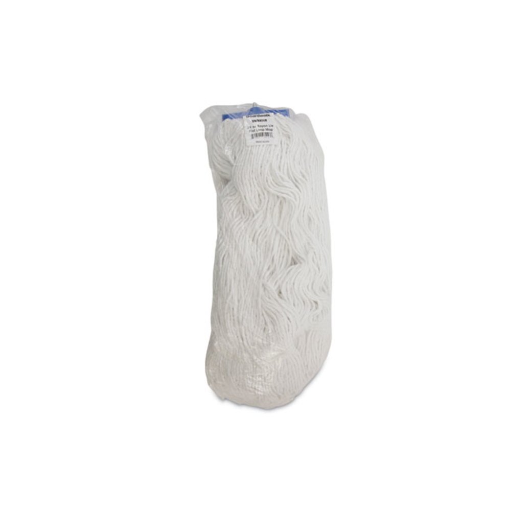 Mop Head, Lie-Flat Head, Rayon Fiber, 24 oz, White, 12/Carton. Picture 7
