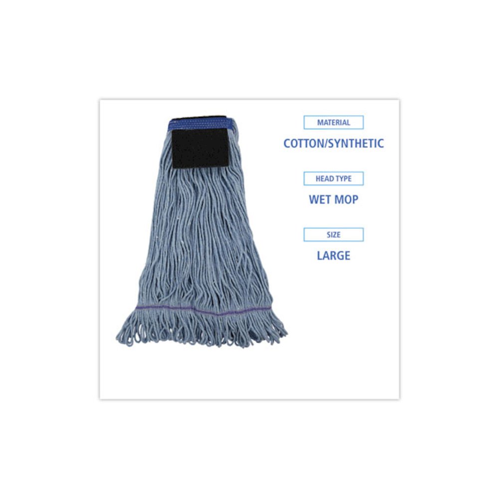 Mop Head, Loop-End, Cotton With Scrub Pad, Large, 12/Carton. Picture 2