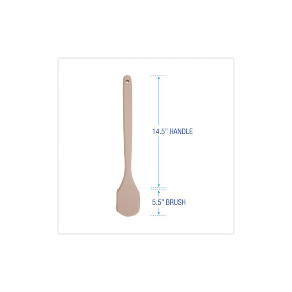 Utility Brush, Cream Tampico Bristles, 5.5" Brush, 14.5" Tan Plastic Handle. Picture 2