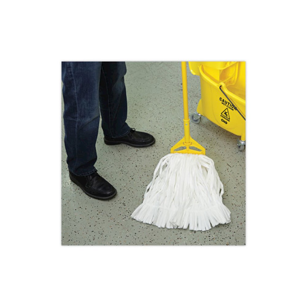 Mop Head, Looped, Enviro Clean With Tailband, Cotton/Synthetic, Medium, White, 12/Carton. Picture 5