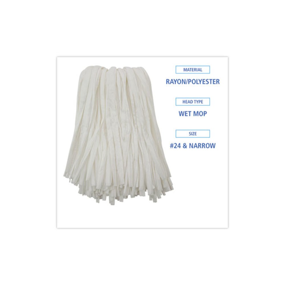 Nonwoven Cut End Edge Mop, Rayon/Polyester, #24, White, 12/Carton. Picture 2
