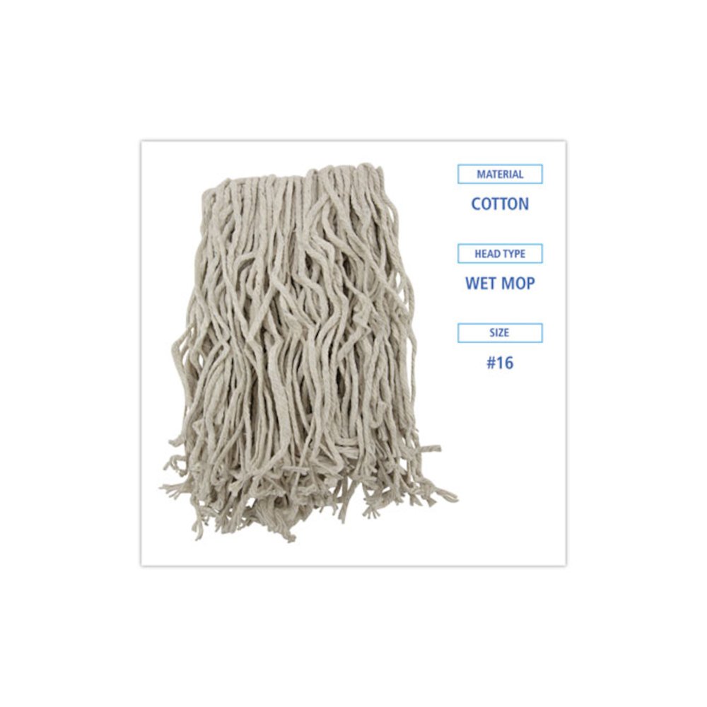 Mop Head, Cotton, Cut-End, White, 4-Ply, #16 Band, 12/Carton. Picture 2