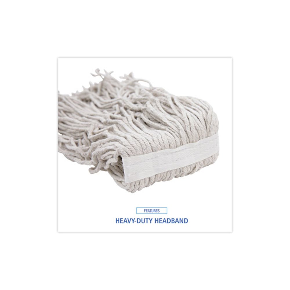 Banded Cotton Mop Heads, 24 oz, White, 12/Carton. Picture 6
