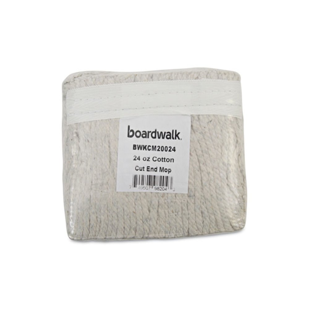 Banded Cotton Mop Heads, 24 oz, White, 12/Carton. Picture 7