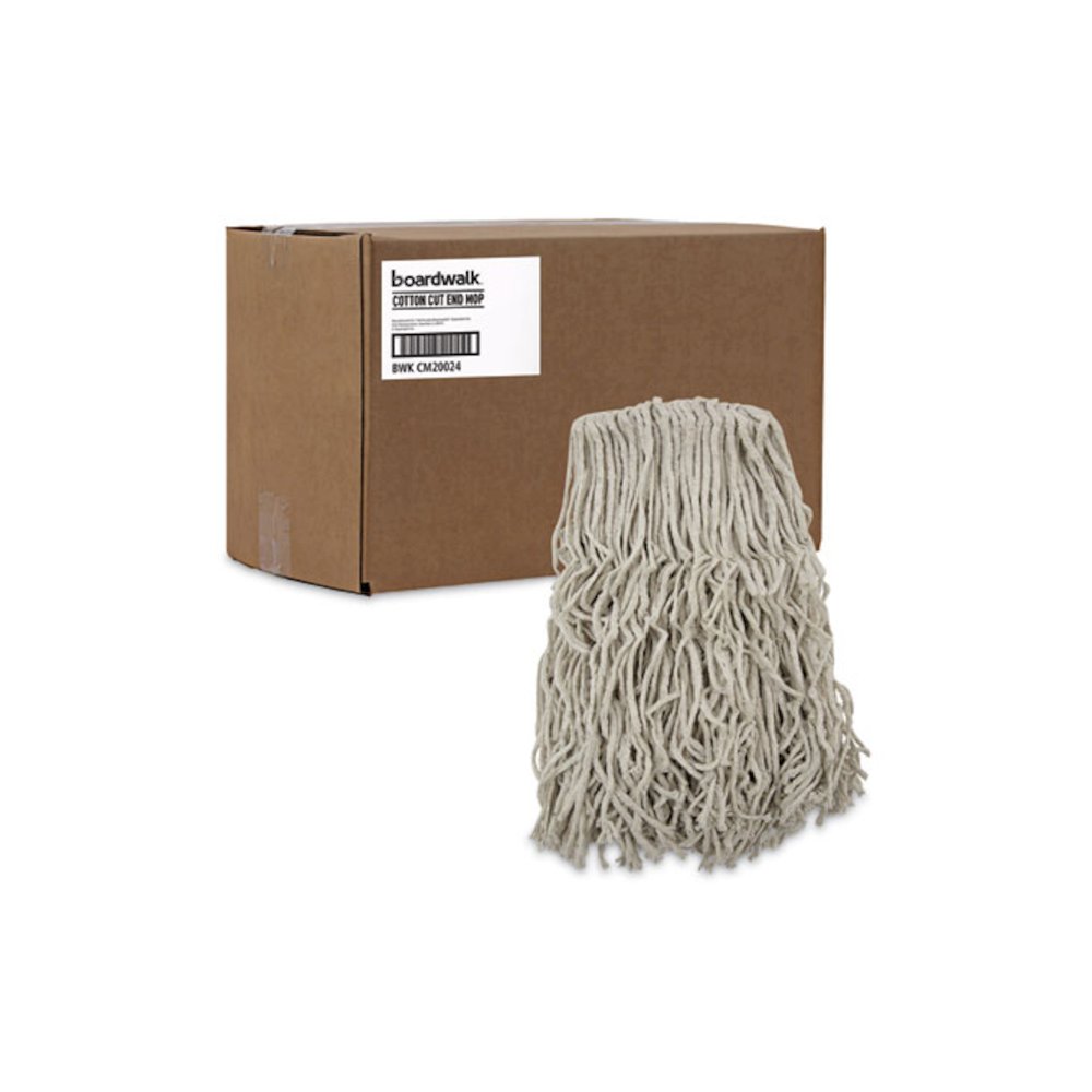 Banded Cotton Mop Heads, 24 oz, White, 12/Carton. Picture 9