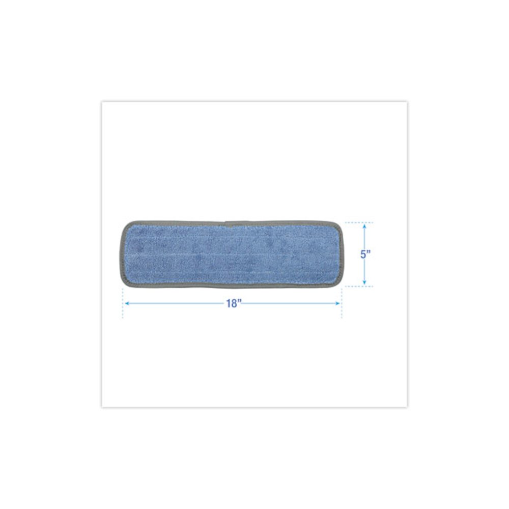 Microfiber Wet Mop Head, Blue, 18 x 5, Split Microfiber, Hook and Loop Back, Dozen. Picture 2