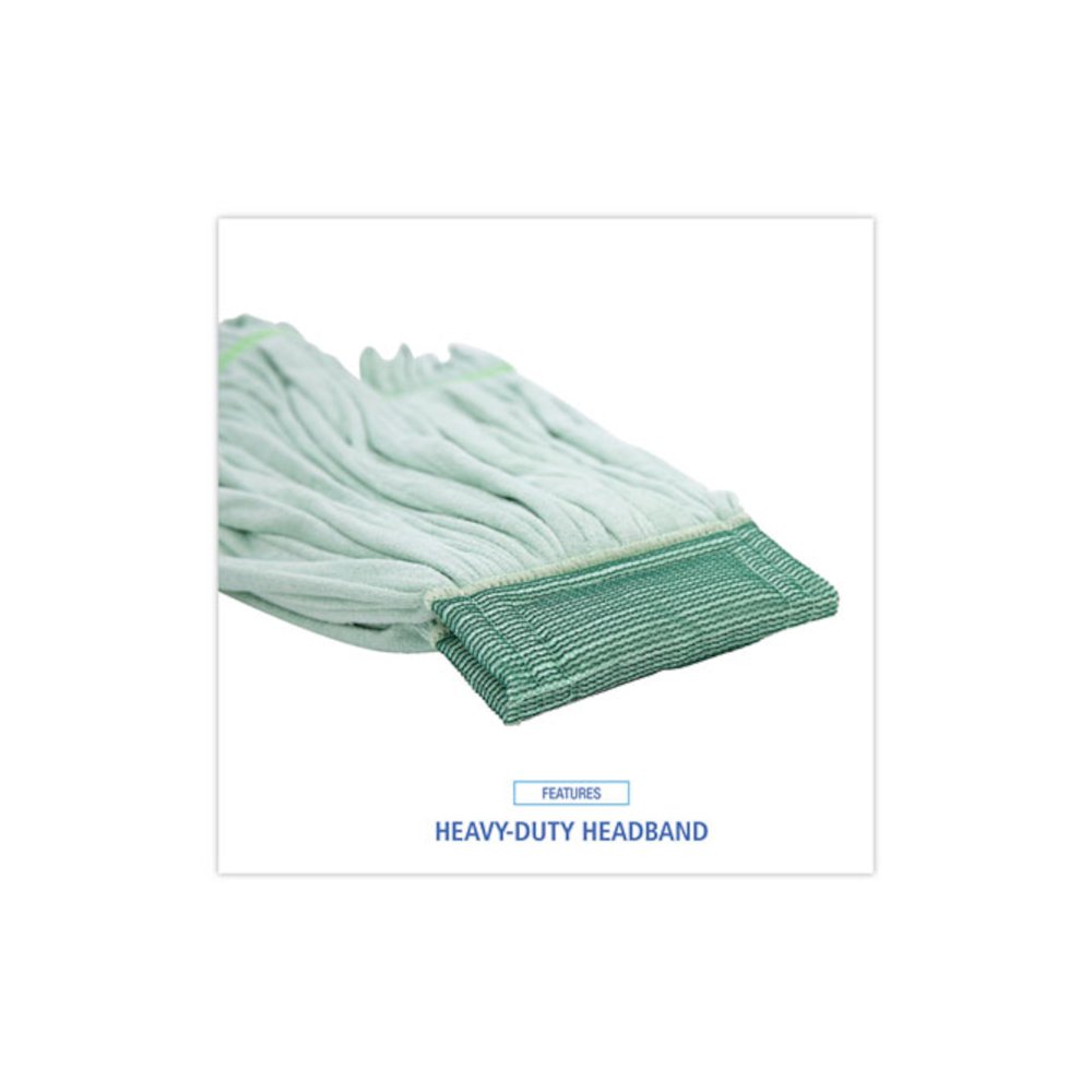 Microfiber Looped-End Wet Mop Head, Large, Green, 12/Carton. Picture 6