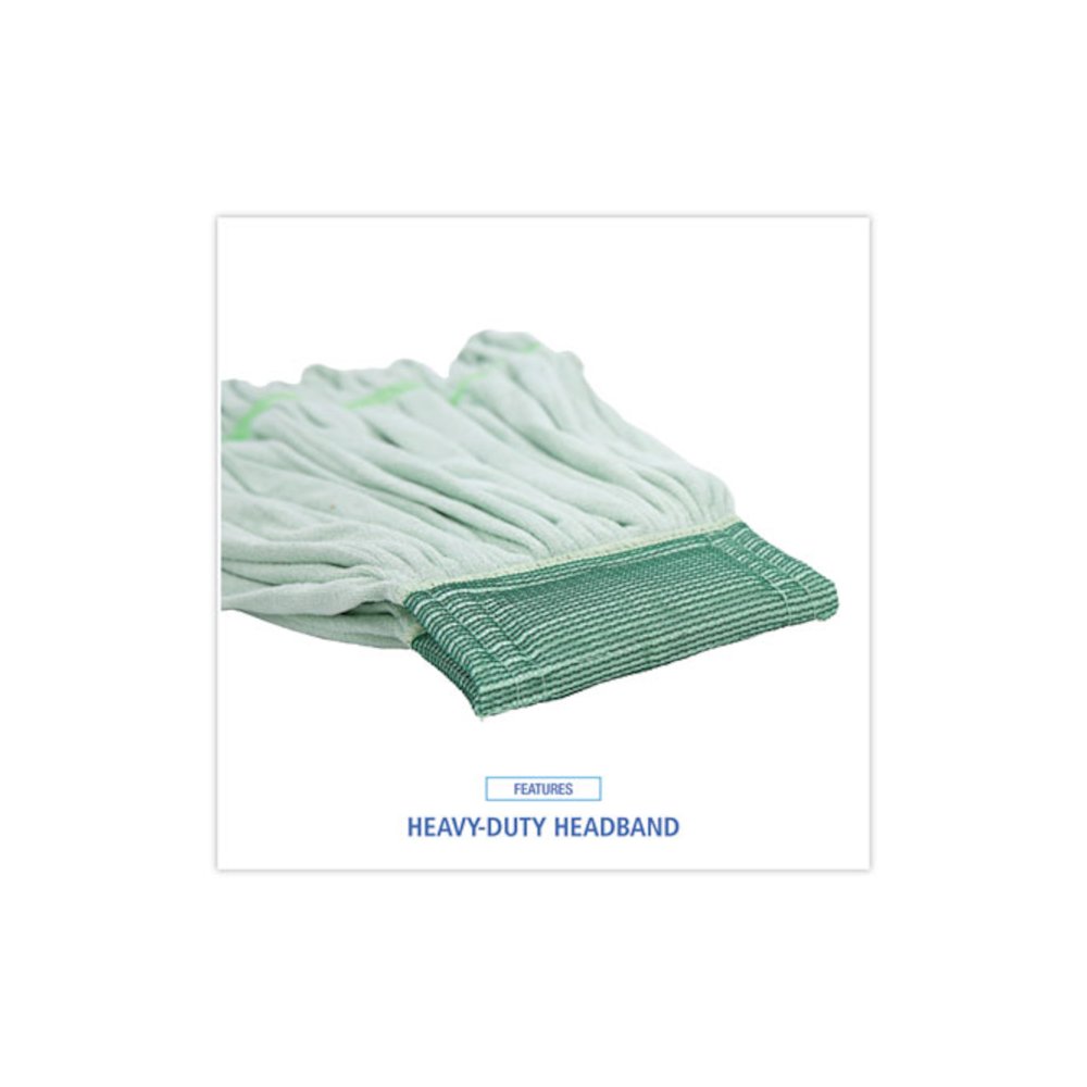 Microfiber Looped-End Wet Mop Head, Medium, Green. Picture 6