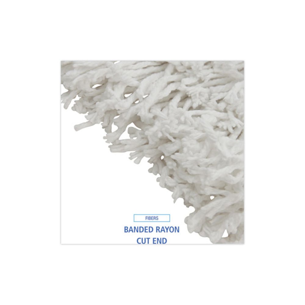 Banded Rayon Cut-End Mop Heads, #24, White, 1.25" Headband, 12/Carton. Picture 4