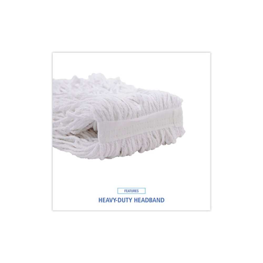 Banded Rayon Cut-End Mop Heads, #24, White, 1.25" Headband, 12/Carton. Picture 6