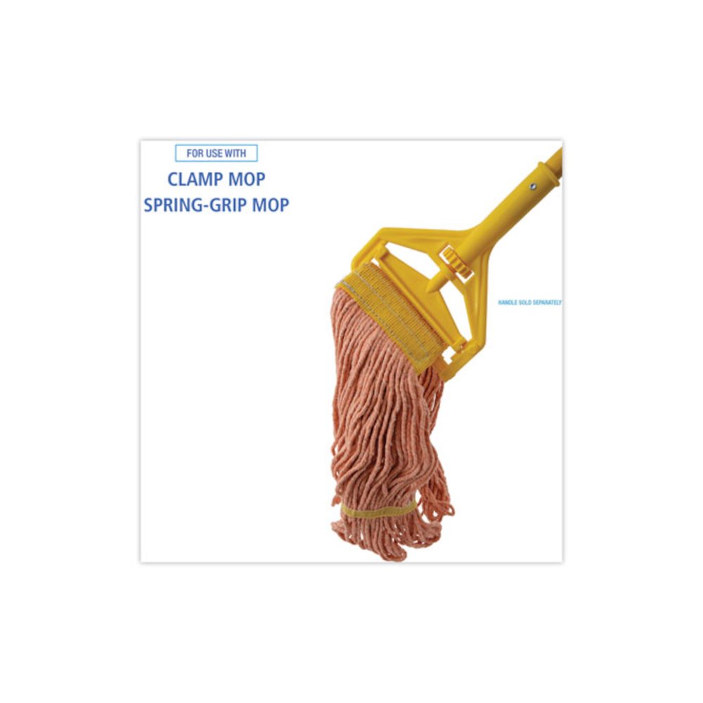 Super Loop Wet Mop Head, Cotton/Synthetic Fiber, 5" Headband, Small Size, Orange, 12/Carton. Picture 3