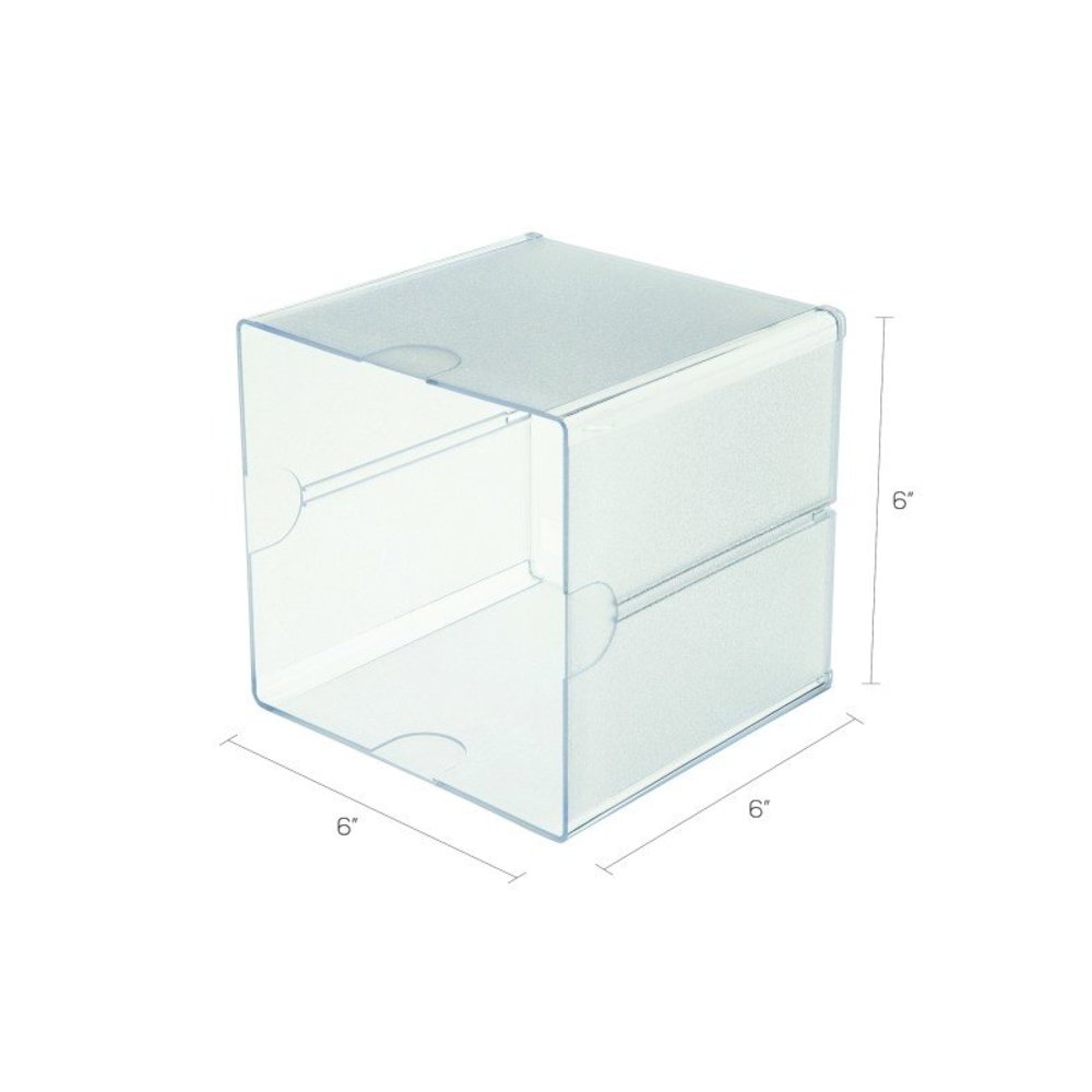 Deflecto Stackable Cube Organizer - 1 Compartment(s) - 6" Height x 6" Width x 6" DepthDesktop - Stackable - Clear - Plastic - 1 Each. Picture 7