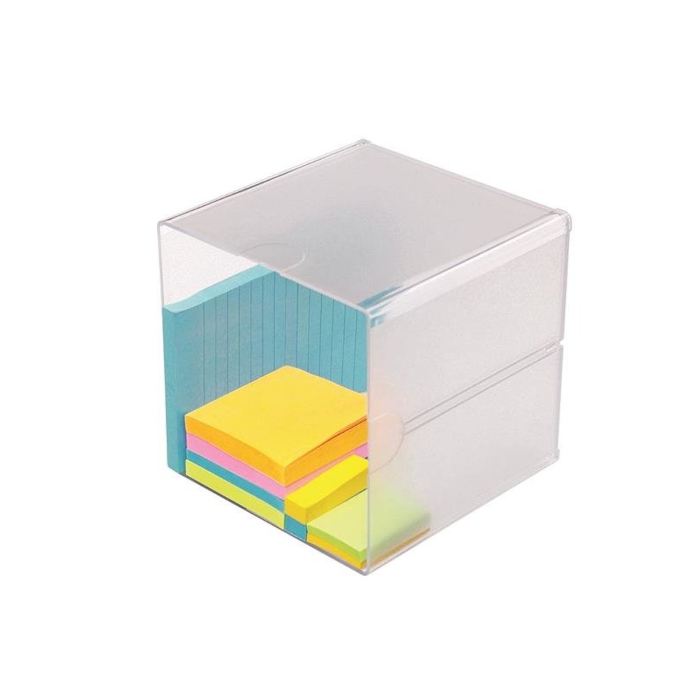 Deflecto Stackable Cube Organizer - 1 Compartment(s) - 6" Height x 6" Width x 6" DepthDesktop - Stackable - Clear - Plastic - 1 Each. Picture 1