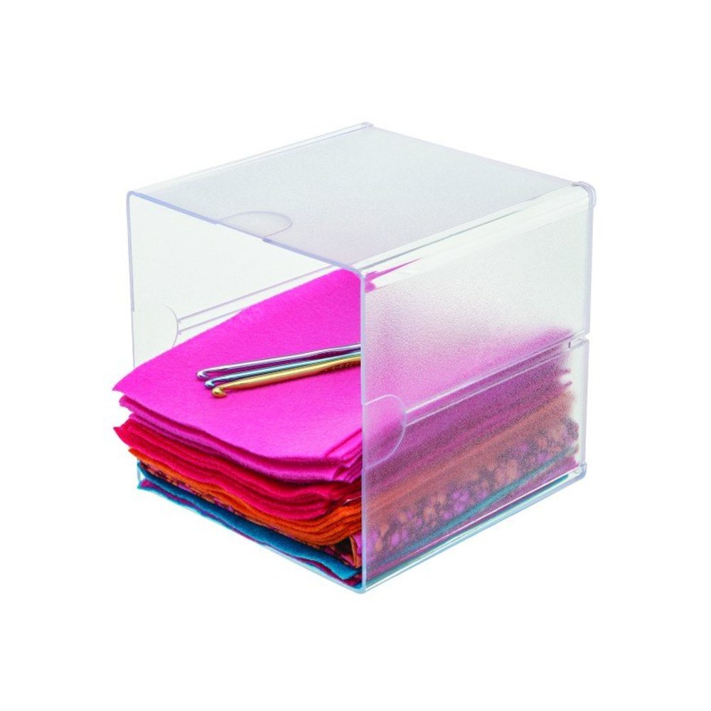 Deflecto Stackable Cube Organizer - 1 Compartment(s) - 6" Height x 6" Width x 6" DepthDesktop - Stackable - Clear - Plastic - 1 Each. Picture 4