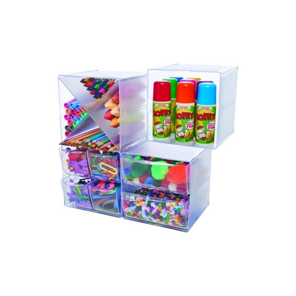 Deflecto Stackable Cube Organizer - 1 Compartment(s) - 6" Height x 6" Width x 6" DepthDesktop - Stackable - Clear - Plastic - 1 Each. Picture 5