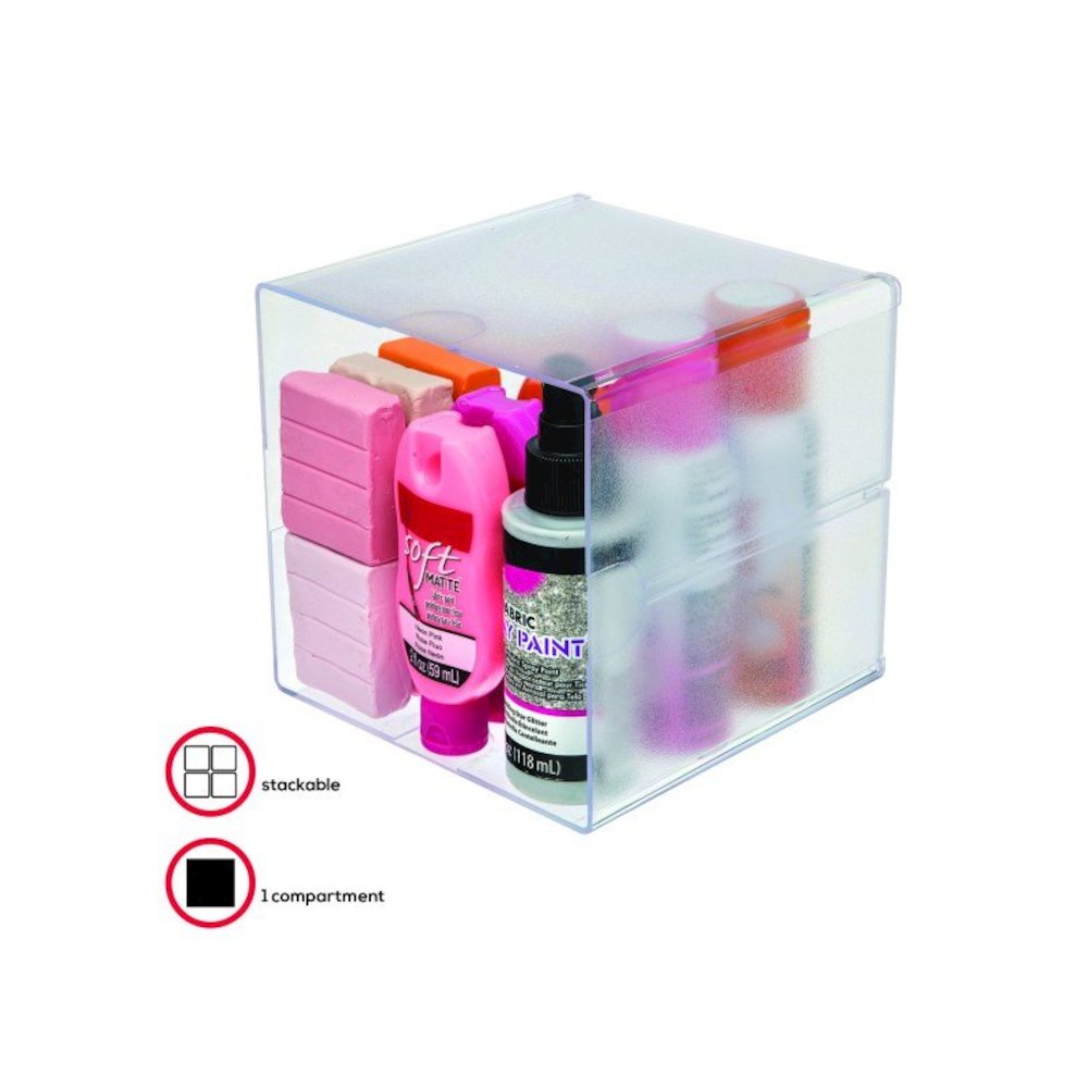 Deflecto Stackable Cube Organizer - 1 Compartment(s) - 6" Height x 6" Width x 6" DepthDesktop - Stackable - Clear - Plastic - 1 Each. Picture 13