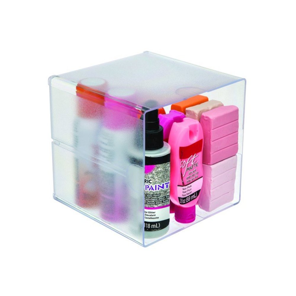 Deflecto Stackable Cube Organizer - 1 Compartment(s) - 6" Height x 6" Width x 6" DepthDesktop - Stackable - Clear - Plastic - 1 Each. Picture 14