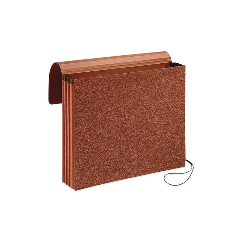 Earthwise by Pendaflex Recycled Expanding Wallet, 5.25" Expansion, 1 Section, Elastic Cord Closure, Legal Size, Redrope. Picture 1