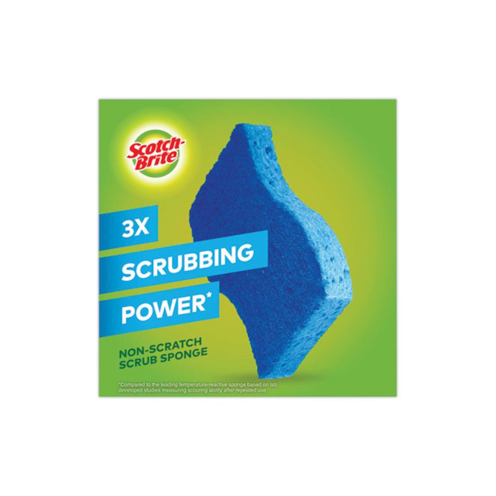 Non-Scratch Multi-Purpose Scrub Sponge, 4.4 x 2.6, 0.8" Thick, Blue, 9/Pack. Picture 5