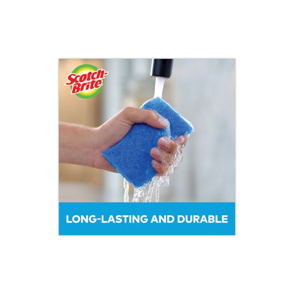 Non-Scratch Multi-Purpose Scrub Sponge, 4.4 x 2.6, 0.8" Thick, Blue, 9/Pack. Picture 7