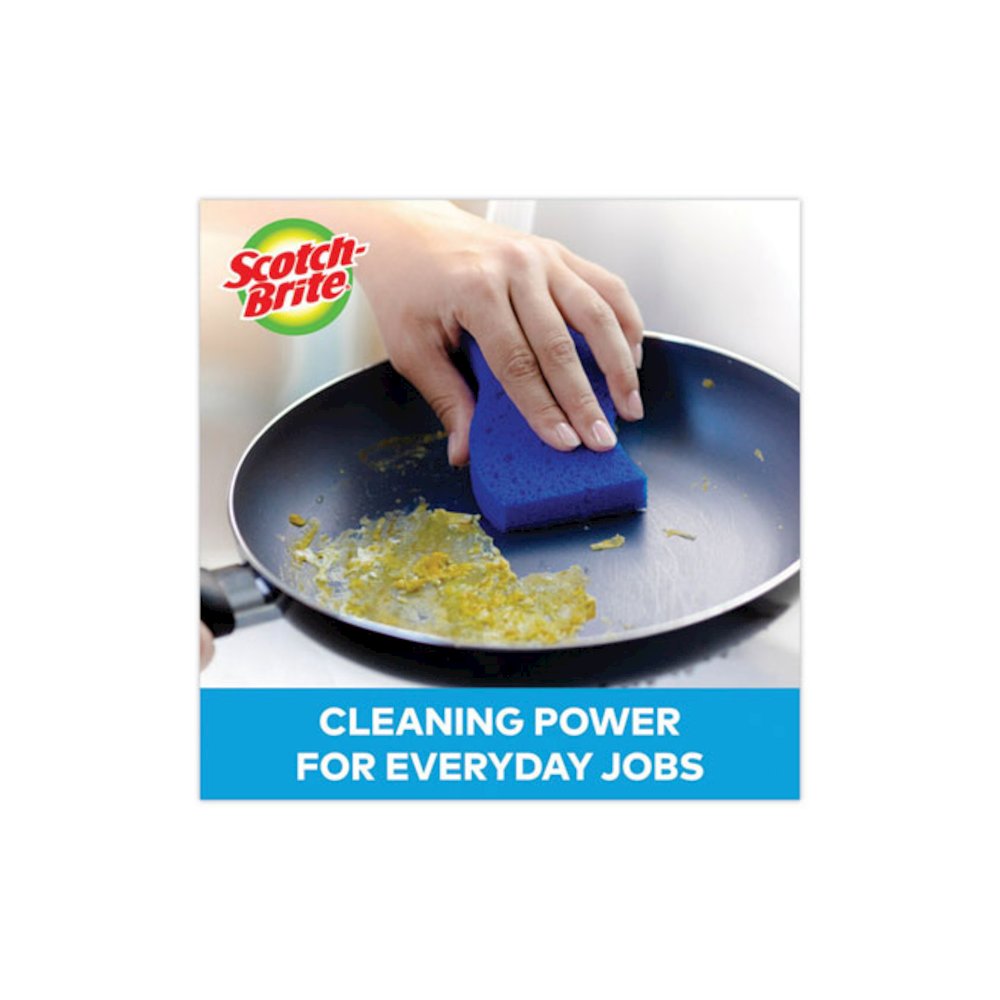 Non-Scratch Multi-Purpose Scrub Sponge, 4.4 x 2.6, 0.8" Thick, Blue, 9/Pack. Picture 9