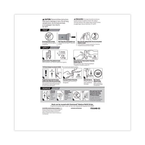 Decorative Hooks, Medium, Plastic, Matte Black, 3 lb Capacity, 2 Hooks and 4 Strips/Pack. Picture 10