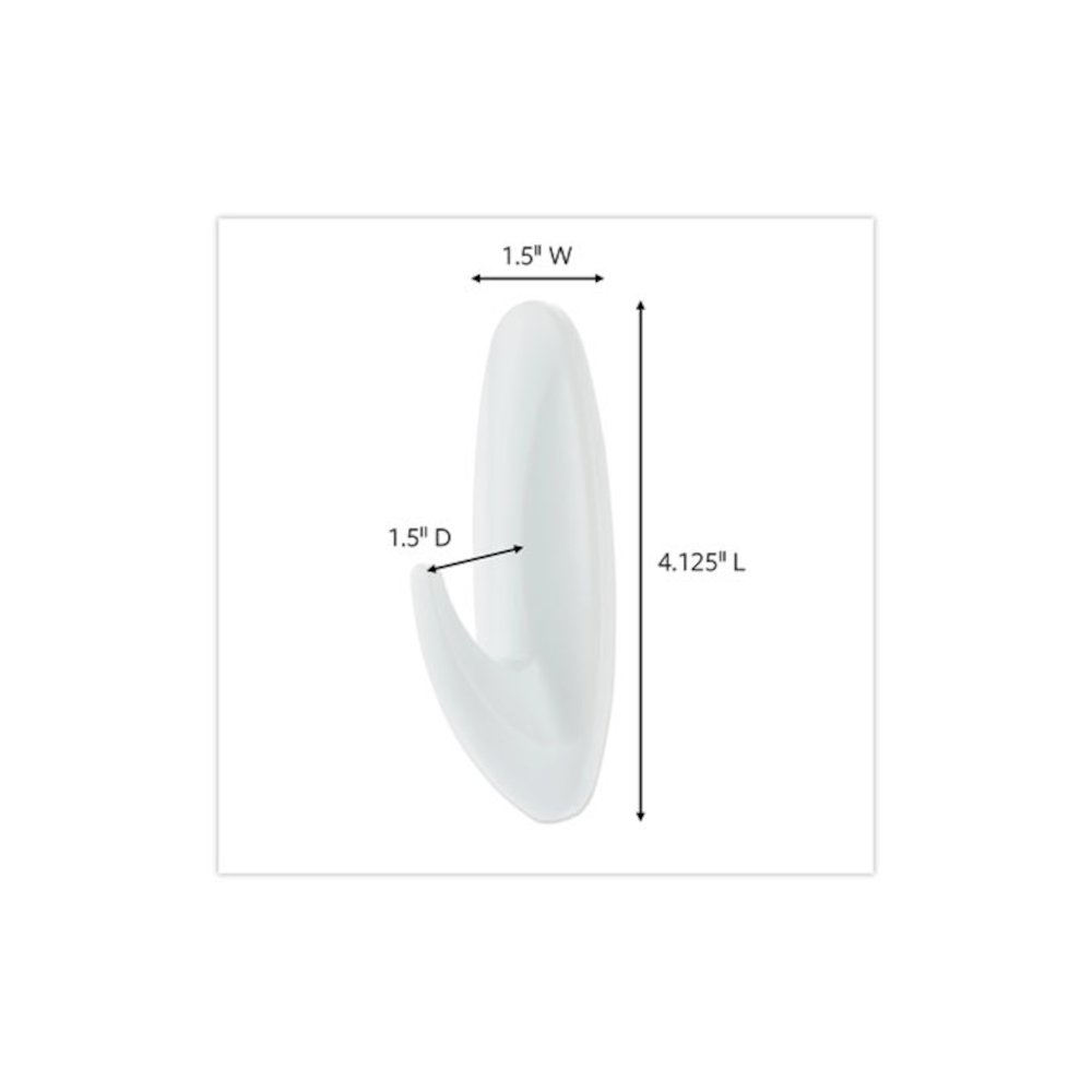 Designer Hooks, Large, Plastic, White, 5 lb Capacity, 16 Hooks and 24 Strips/Pack. Picture 2