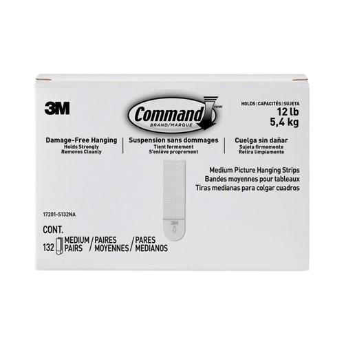 Picture Hanging Strips, Value Pack, Medium, Removable, Holds Up to 12 lbs, 0.75 x 2.75, White, 132 Pairs/Pack. Picture 1