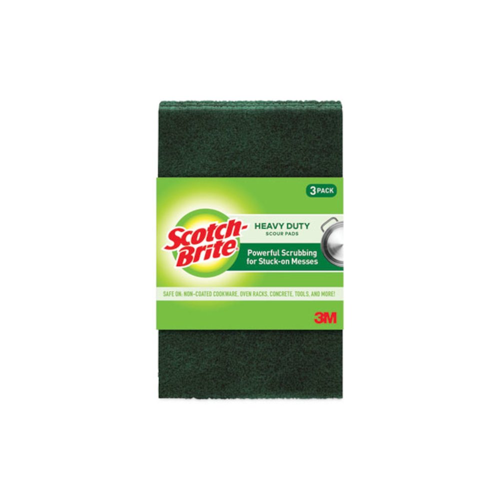 Heavy-Duty Scouring Pad, 3.8 x 6, Green, 10/Carton. Picture 2