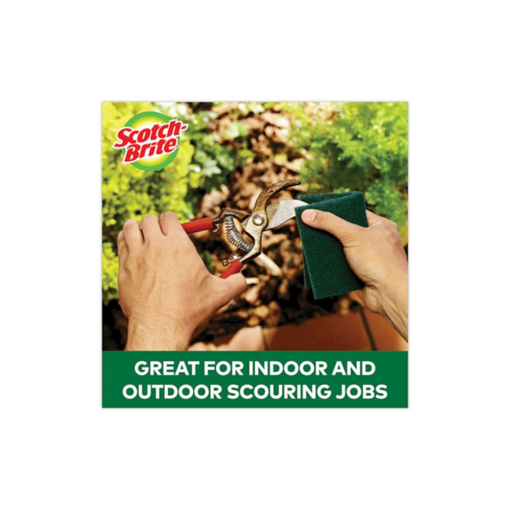 Heavy-Duty Scouring Pad, 3.8 x 6, Green, 10/Carton. Picture 7