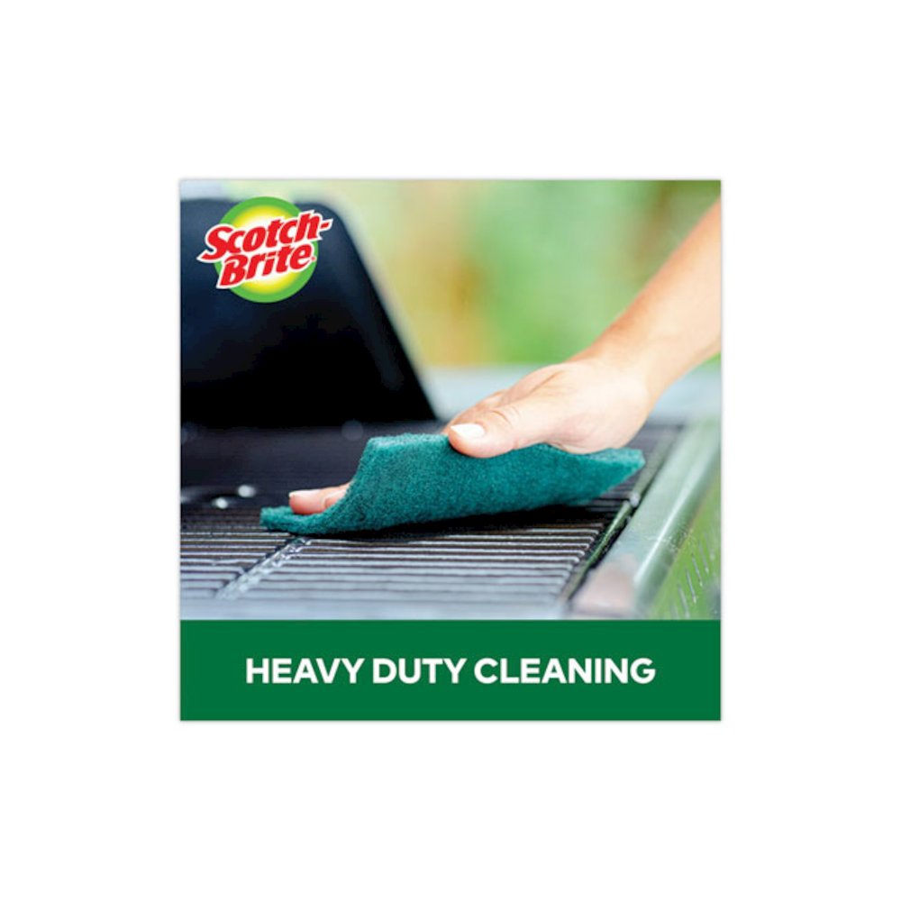 Heavy-Duty Scouring Pad, 3.8 x 6, Green, 10/Carton. Picture 8