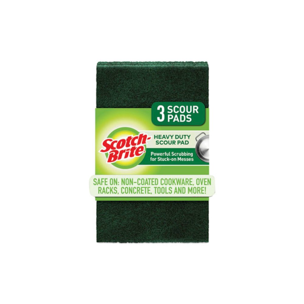 Heavy-Duty Scouring Pad, 3.8 x 6, Green, 10/Carton. Picture 1