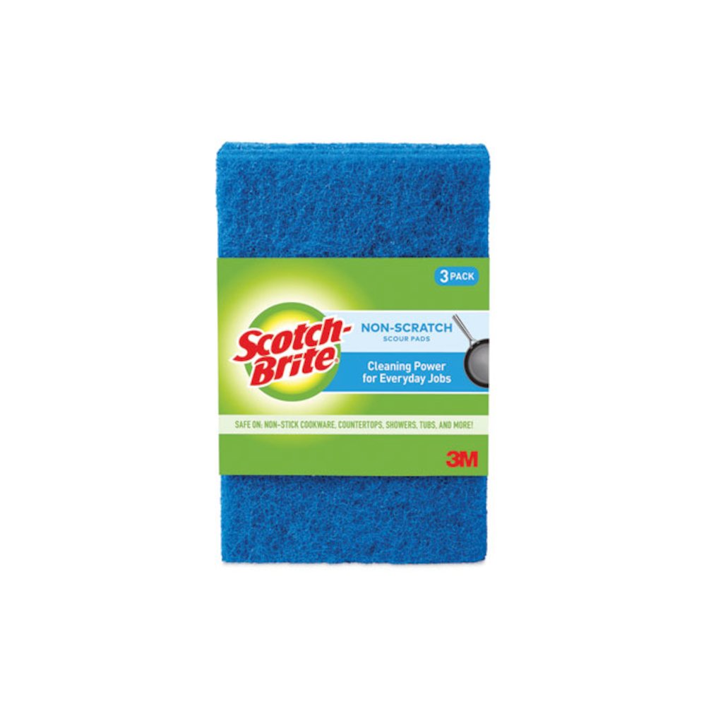 Non-Scratch Scour Pads, 3 x 6, Blue, 10/Carton. Picture 2