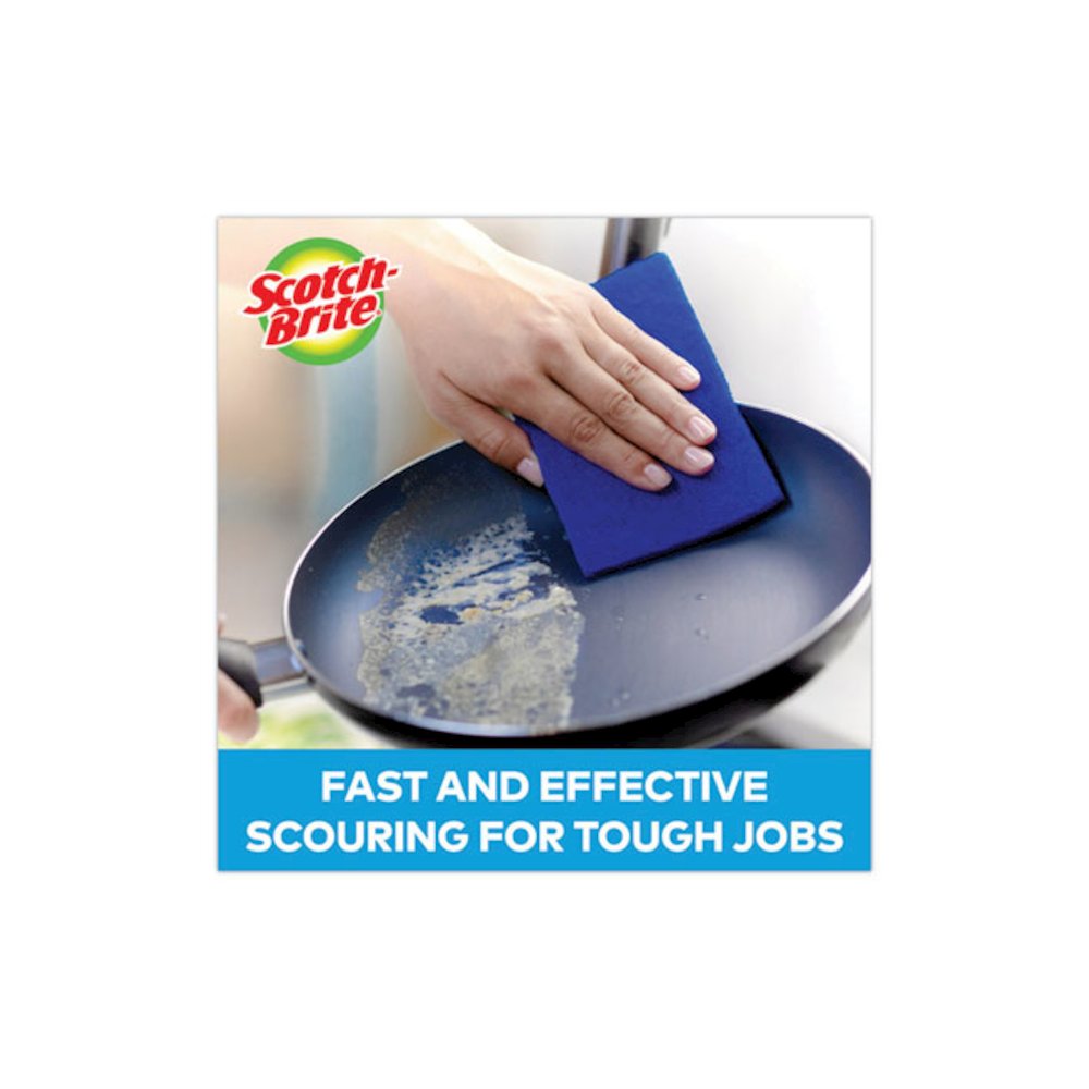 Non-Scratch Scour Pads, 3 x 6, Blue, 10/Carton. Picture 6