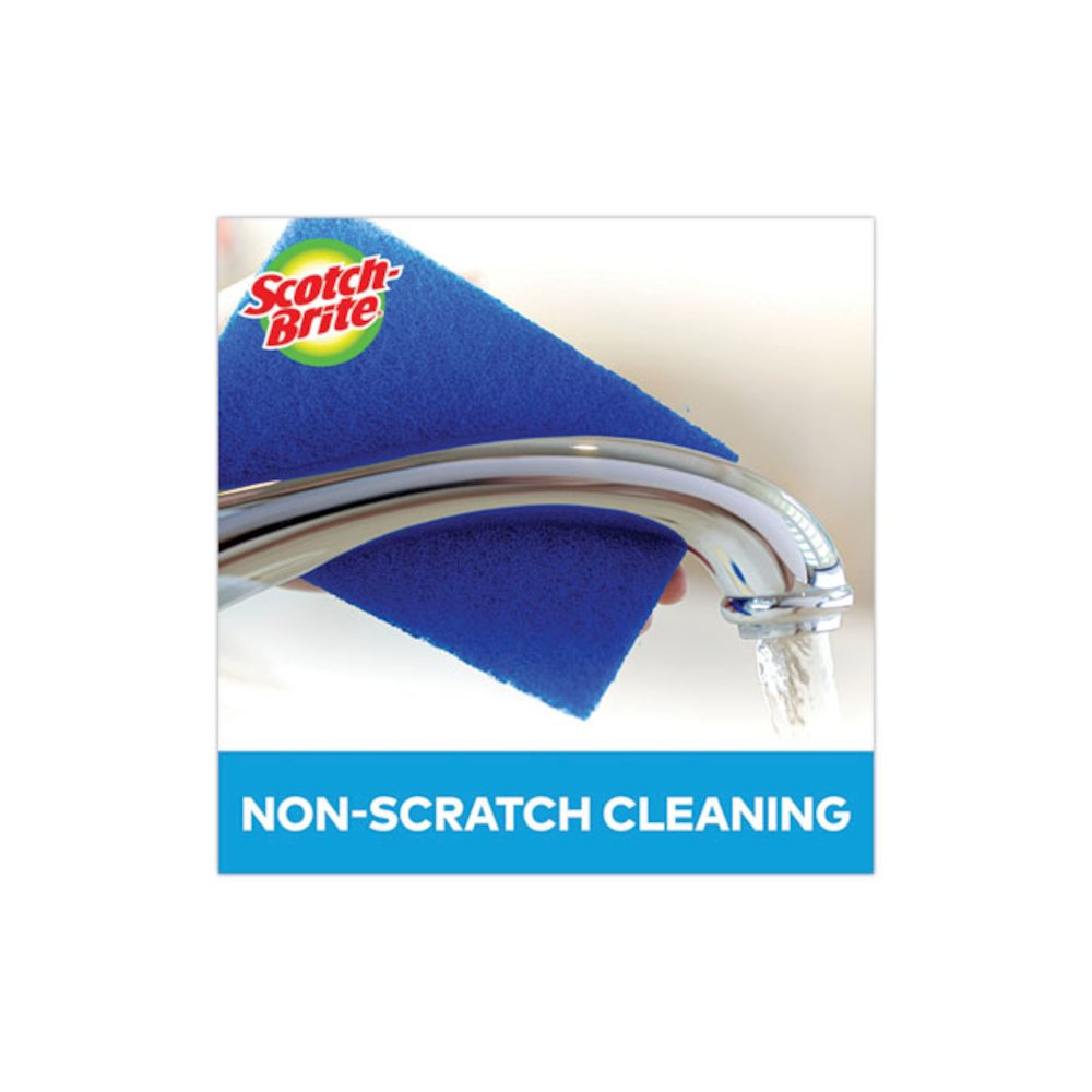 Non-Scratch Scour Pads, 3 x 6, Blue, 10/Carton. Picture 7