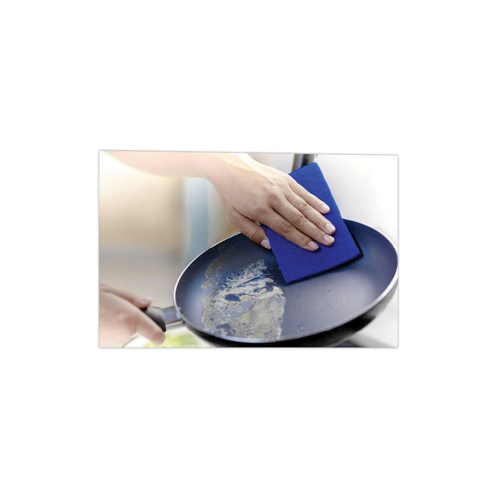 Non-Scratch Scour Pads, 3 x 6, Blue, 10/Carton. Picture 11