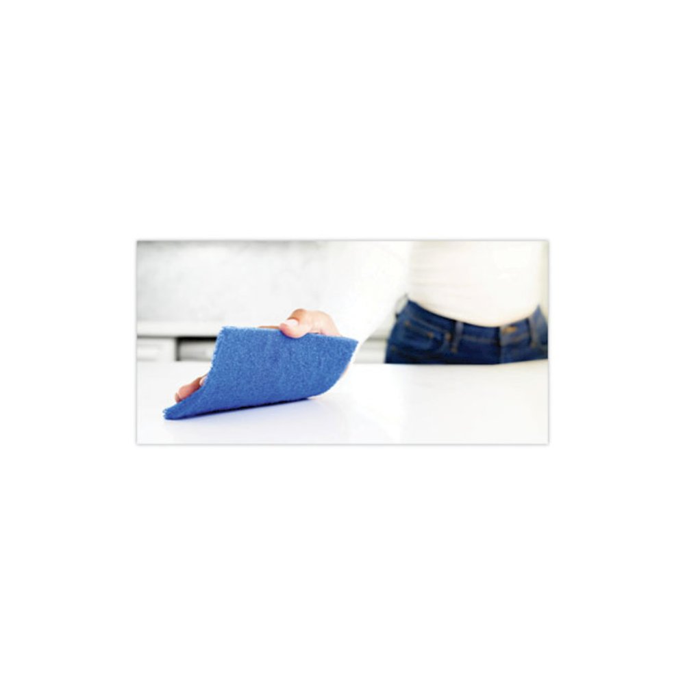 Non-Scratch Scour Pads, 3 x 6, Blue, 10/Carton. Picture 3
