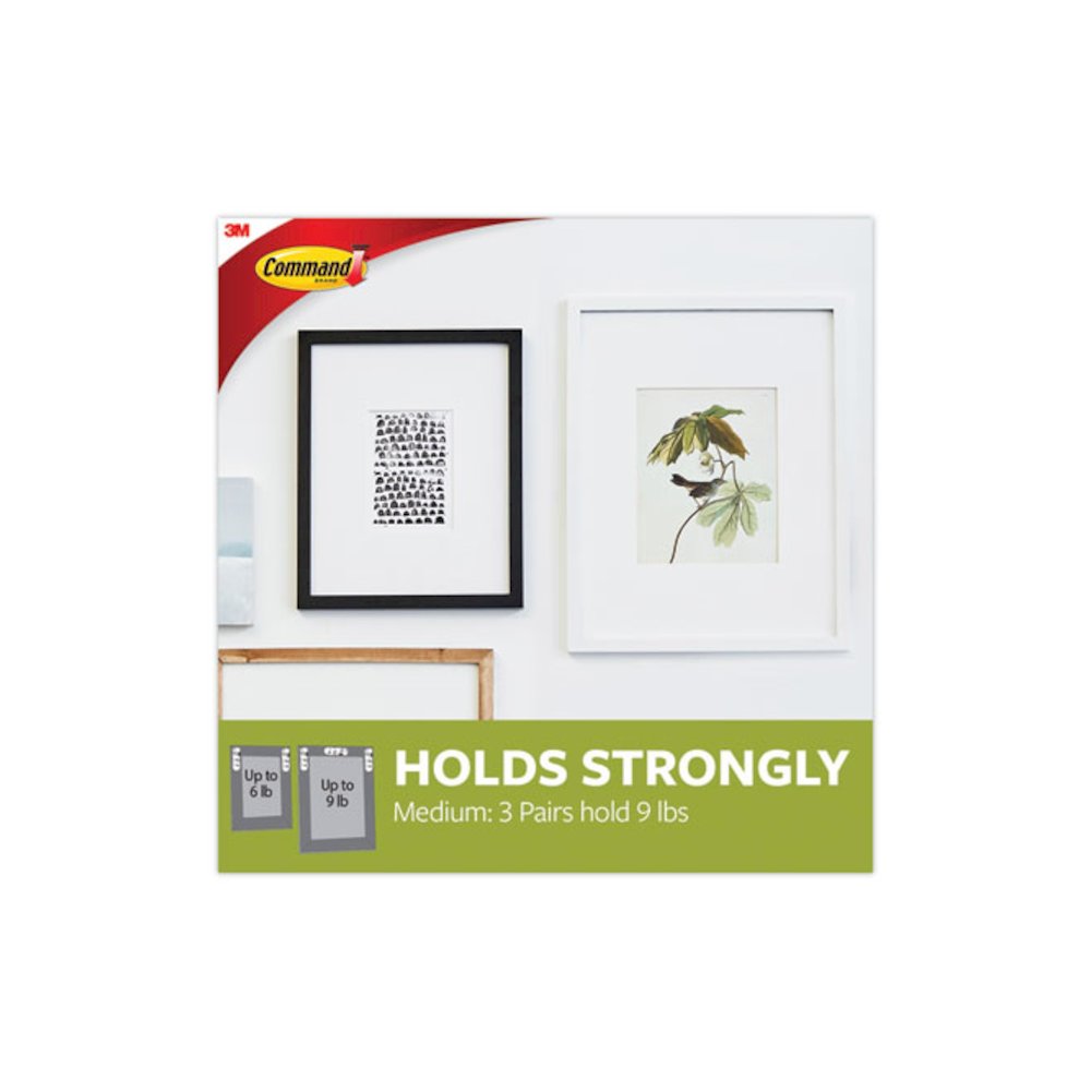 Damage-Free Hanging Picture Hanging Strip Pairs, Holds Up to 2.5 lb, Medium: 0.75" x 2.75", White, 12/Pack. Picture 6
