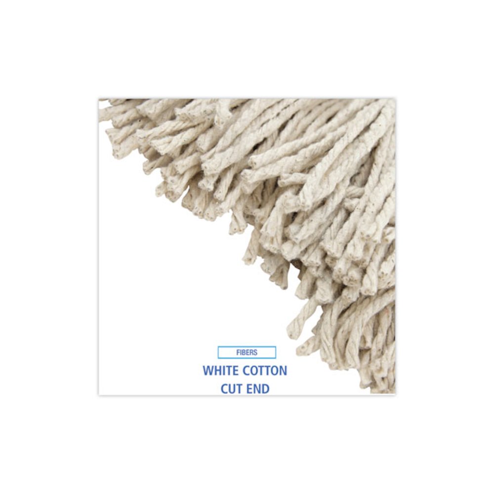 Premium Cut-End Wet Mop Heads, Cotton, 16 oz, White, 12/Carton. Picture 4
