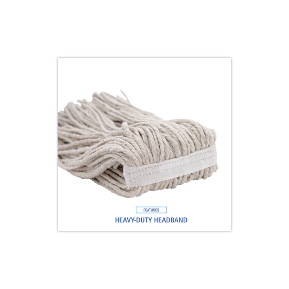 Premium Cut-End Wet Mop Heads, Cotton, 16 oz, White, 12/Carton. Picture 6