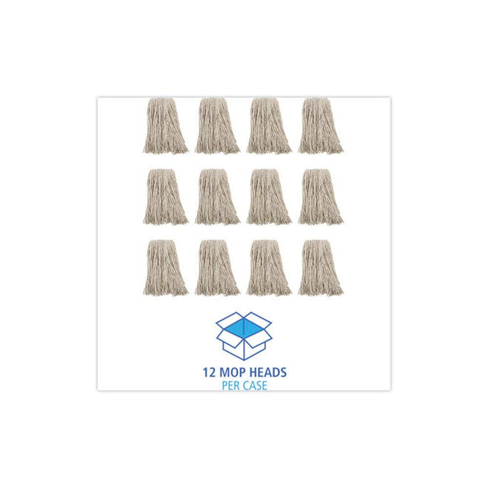 Premium Cut-End Wet Mop Heads, Cotton, 16 oz, White, 12/Carton. Picture 8